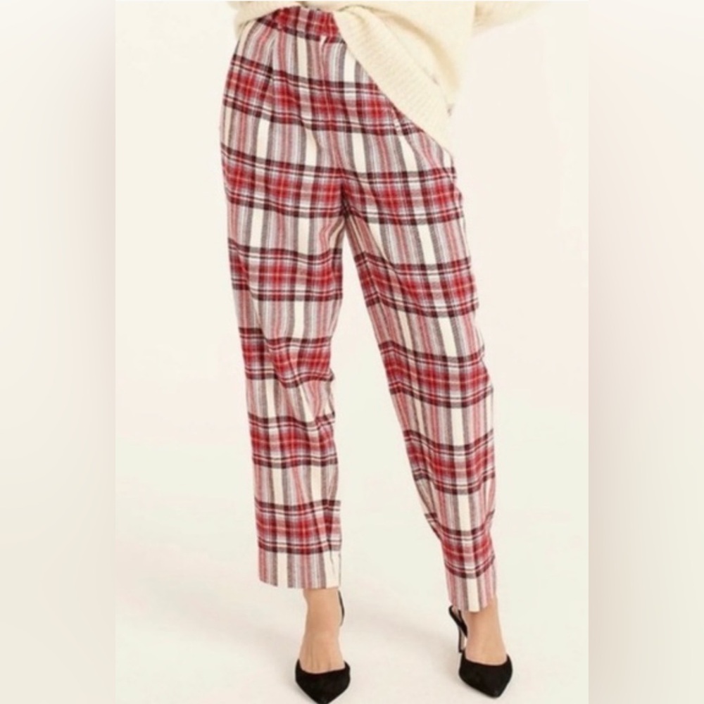 J. Crew Nello Gori Wool Blend Plaid Trousers - size 8